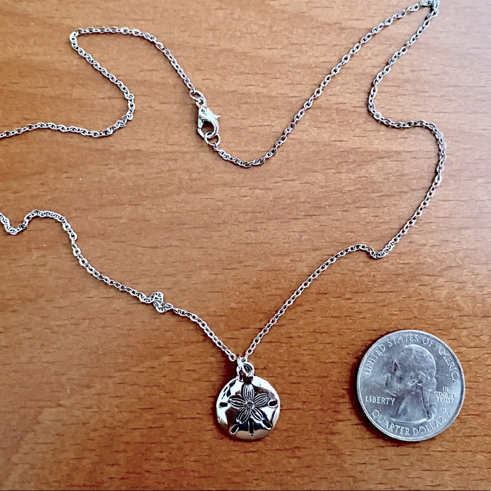 Sand Dollar Charm Silver Tone Coastal Necklace NWT - Picture 6 of 7